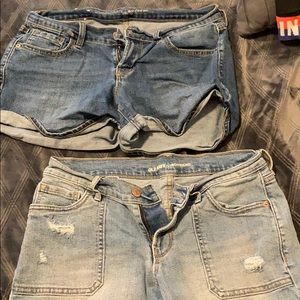 Two pairs of boyfriend styled jean shorts